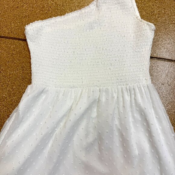 Zattcas L White Swiss Dot One Shoulder Maxi Dress - Picture 5 of 7